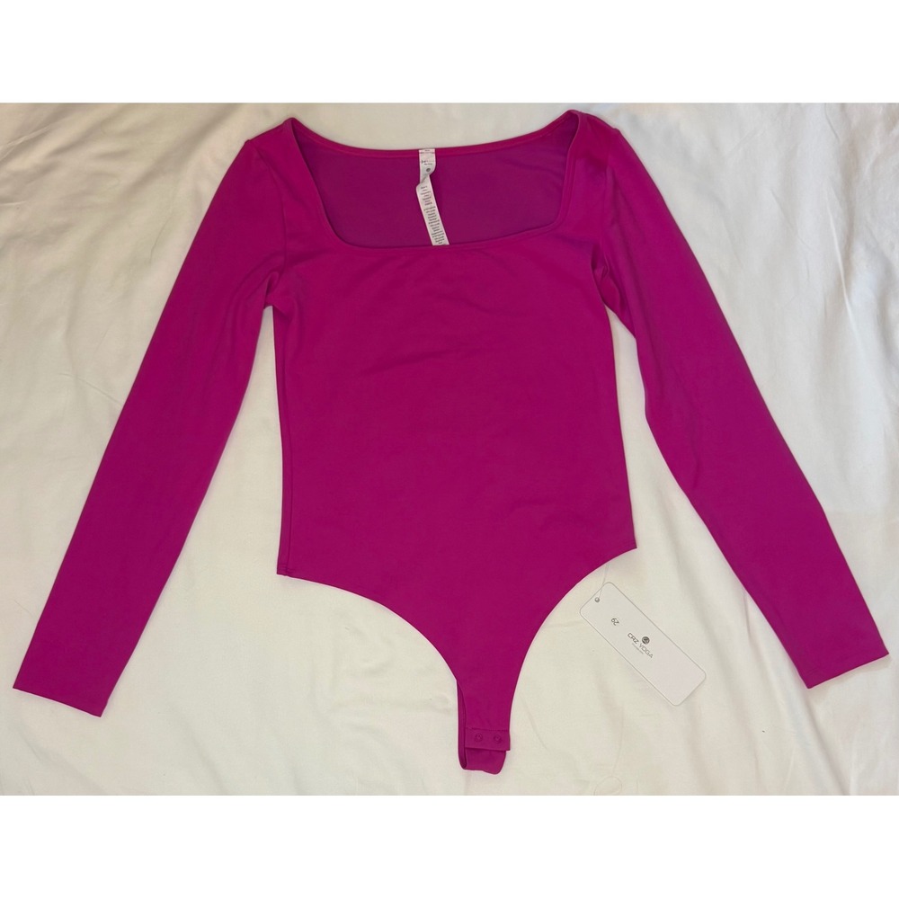 CRZ YOGA Butterluxe Square Neck Long Sleeve Bodysuit Hibiscus Purple RB015 SizeM